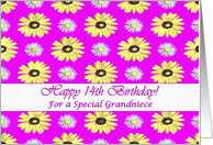 Happy 14th Birthday for Grandniece Daisies on Hot Pink card