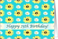 Happy 75th Birthday Daisies onTurquoise card