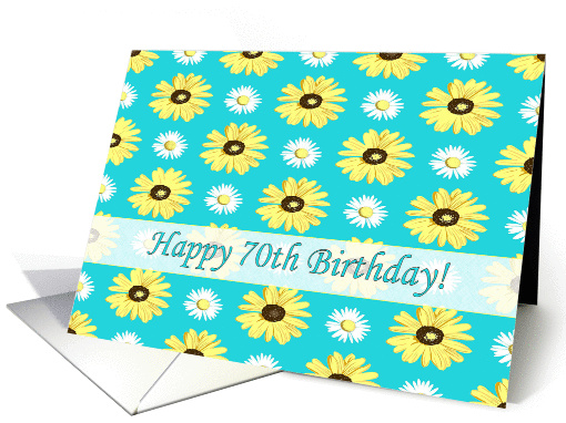 Happy 70th Birthday Daisies onTurquoise card (1254128)