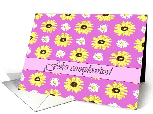 Spanish Birthday Daisies on Pink Orchid card (1290464)
