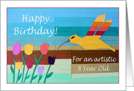 Happy 8th Birthday for Someone Artistic, Hummingbird in the Garden Collage card