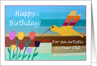 Birthday for an Artistic 11 Year Old, Collage Hummingbird in the Garden card