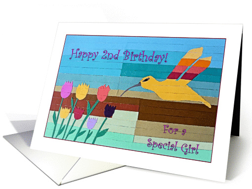 Happy 2nd Birthday for a Girl, Hummingbird and Flowers Collage card