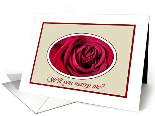 Wedding Proposal Marry Me, Red Rose on Beige card (460857)