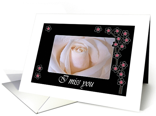 Miss you Mom, White Rose and Pink Blossoms card (476235)