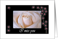 Miss you Mom, White Rose and Pink Blossoms card