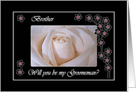 Wedding Groomsman Invitation for Brother, White Rose and Blossoms card