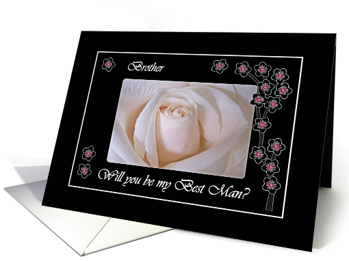 Wedding Best Man Invitation for Brother, White Rose... (476254)