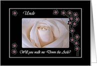 Wedding Down the Aisle Invitation for Uncle, White Rose and Blossoms card