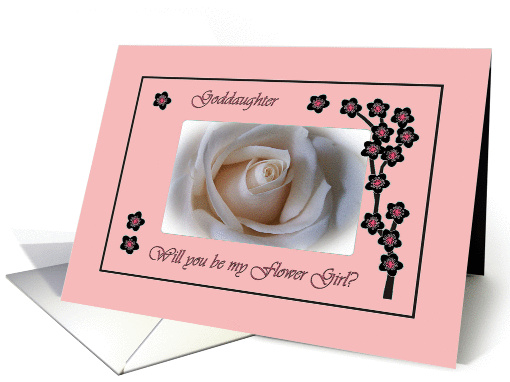 Wedding Flower Girl Invitation for Goddaughter, White Rose... (476307)