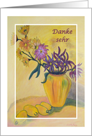 German Danke Sehr, Yellow Vase Flowers Painting card