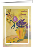 German Vielen Dank, Yellow Vase Flowers Painting card
