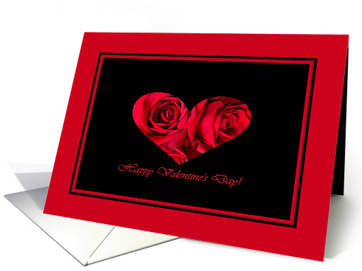 Happy Valentine's Day, Two Red Roses Heart card (553640)