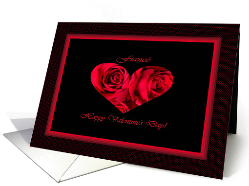 Valentine's Day for Fiance, Two Red Roses Heart card (555426)