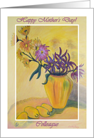 Mother’s Day for Colleague, Yellow Vase Flowers Painting card