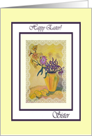 Happy Easter for Sister, Yellow Vase Flowers Painting card