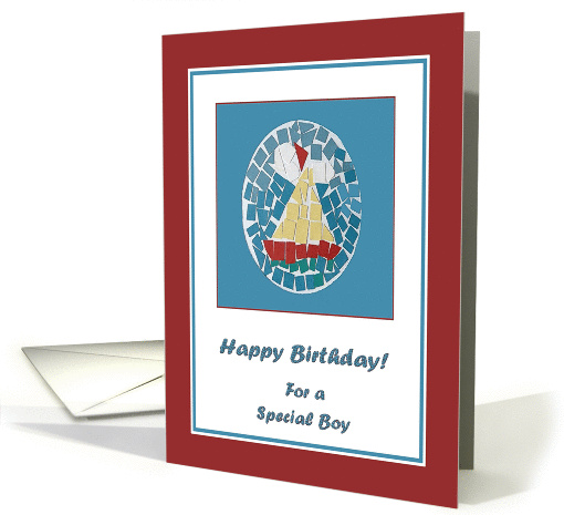 Happy Birthday for a Boy, Mosaic Boat Collage card (581641)