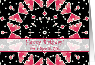 Happy Birthday For a Girl, Three Pink Hearts Mandala card