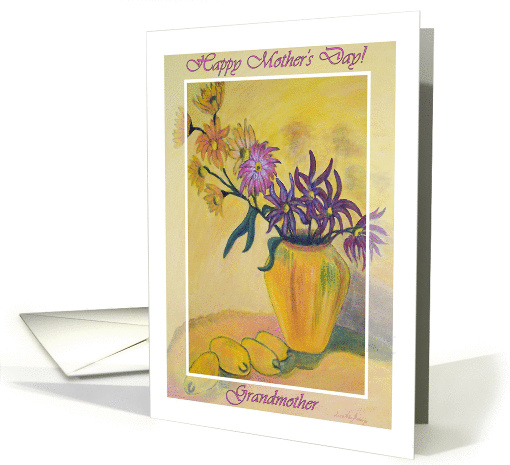 Happy Mother's Day for Grandmother, Yellow Vase Flowers Painting card