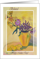 Belated Mother’s Day, Yellow Vase Flowers Painting card