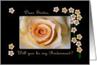 Bridesmaid Sister Yellow Rose and Blossoms card