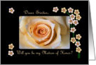 Matron of Honor Sister, Rose and Blossoms card