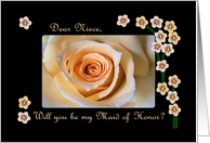 Maid of Honor Niece, Rose and Blossoms card