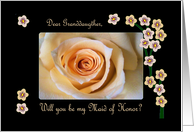 Maid of Honor Granddaughter, Rose and Blossoms card