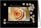 Maid of Honor Cousin, Rose and Blossoms card