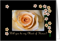Maid of Honor, Rose and Blossoms card