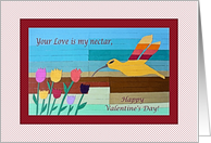 Valentine’s Day for Husband, Hummingbird and Flowers card
