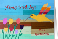 Happy Birthday for a Child, Hummingbird and Flowers Collage card