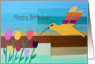 Birthday Babysitter, Flowers and Bird Art Collage card