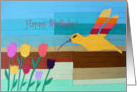 Happy Birthday from Babysitter, Flowers and Bird Art Collage card