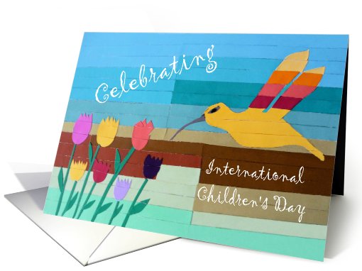 International Children's Day, Garden Flowers and Colibri card (828131)