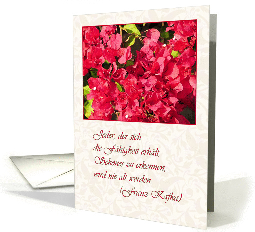 German Birthday, Red Bougainvilleas with Kafka Twist card (853790)