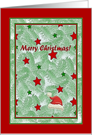 Christmas Neighbor and Family - Spruce, Stars, and Santa’s Hood card