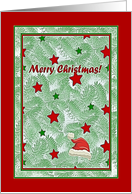 Christmas Ex Husband - Spruce Branches, Stars, and Santa’s Hood card