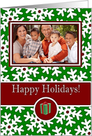 Christmas Happy Holidays, Photo Card - Snow Crystals on Green card