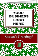 Business Christmas Season’s Greetings, Photo Card - Snow Crystals on Green card