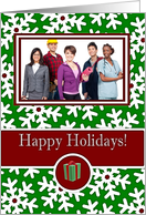 Business Happy Holidays, Photo Card - Snow Crystals on Green card