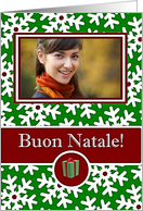 Italian Christmas, Photo Card - Snow Crystals on Green card