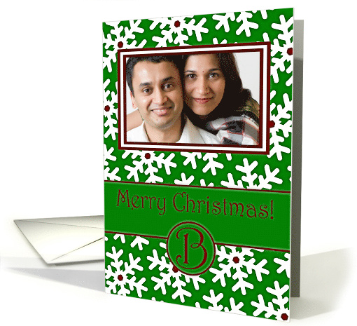 Merry Christmas Photo Card Family Name B, Snow Crystals card (877648)