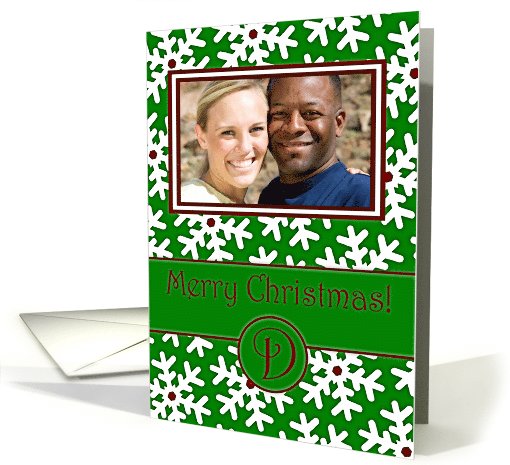 Merry Christmas Photo Card Family Name D, Snow Crystals card (877668)