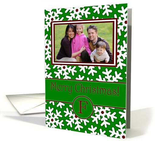 Merry Christmas Photo Card Family Name F, Snow Crystals card (877676)