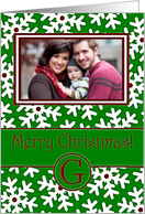 Merry Christmas Photo Card Family Name G, Snow Crystals card