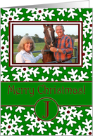 Merry Christmas Photo Card Family Name J, Snow Crystals card