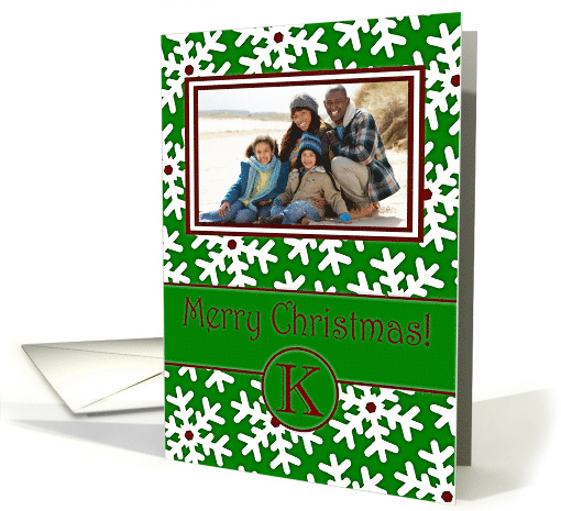 Merry Christmas Photo Card Family Name K, Snow Crystals card (877686)