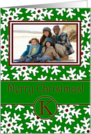 Merry Christmas Photo Card Family Name K, Snow Crystals card