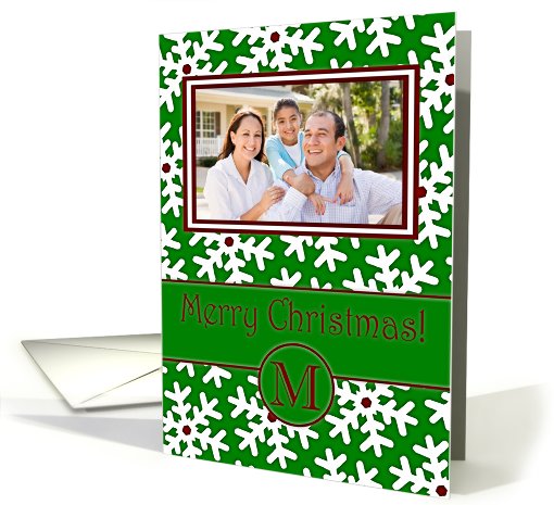 Merry Christmas Photo Card Family Name M, Snow Crystals card (877696)